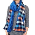 thumbnail image 1 of 80" Plaids & Checks Cable Ruffle Double Layer Scarf (Blue), 1 of 1