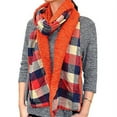 thumbnail image 1 of 80" Plaids & Checks Cable Ruffle Double Layer Scarf (Rust), 1 of 1