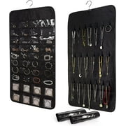PHAREGE 80 Pocket 2 Pack Hanging Jewelry Organizer, Hanging Accessories Closet Organizers for Earring Necklace Holder for Jewellery,Black