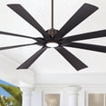thumbnail image 1 of 80" Possini Euro Design Defender Modern Indoor Outdoor Ceiling Fan with Dimmable LED Light Remote Oil Rubbed Bronze Black Damp Rated for Patio House, 1 of 9