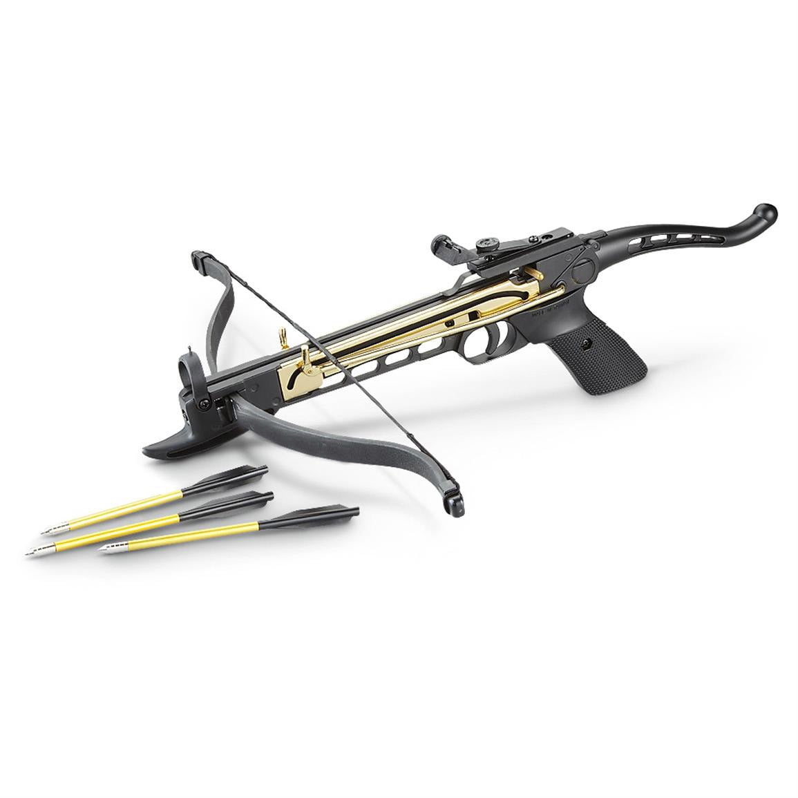 Southland Archery Supply Aluminum Self-Cocking Pistol Crossbow with 27 Bolts & Extra String (Black)