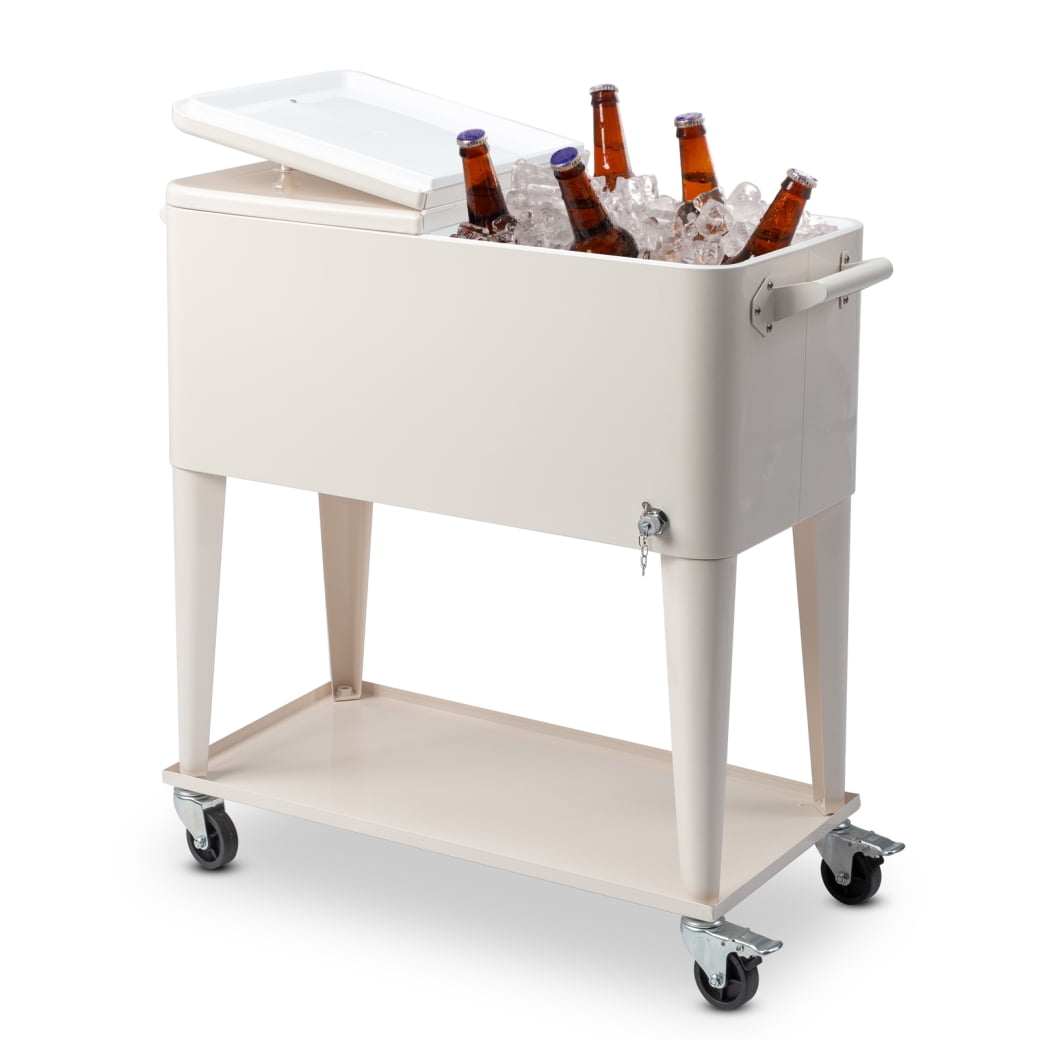 80 QT Rectangular Rolling Cooler Cart with Wheels - Walmart.com