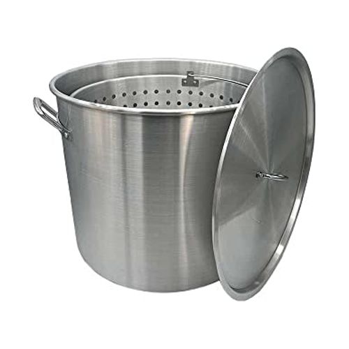 80 Qt. Aluminum Fryer with Strainer Basket and Lid, Perfect for Frying