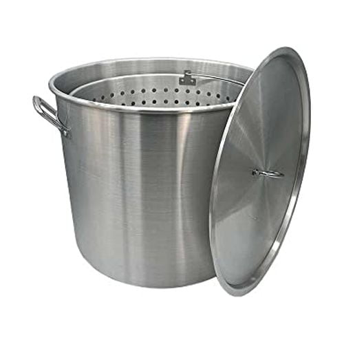 80 Qt. Aluminum Fryer with Strainer Basket and Lid, Perfect for Frying