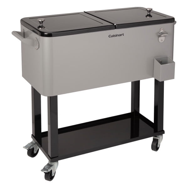 Gray Stainless Steel 80 Qt. Outdoor Cooler Cart with Wheels