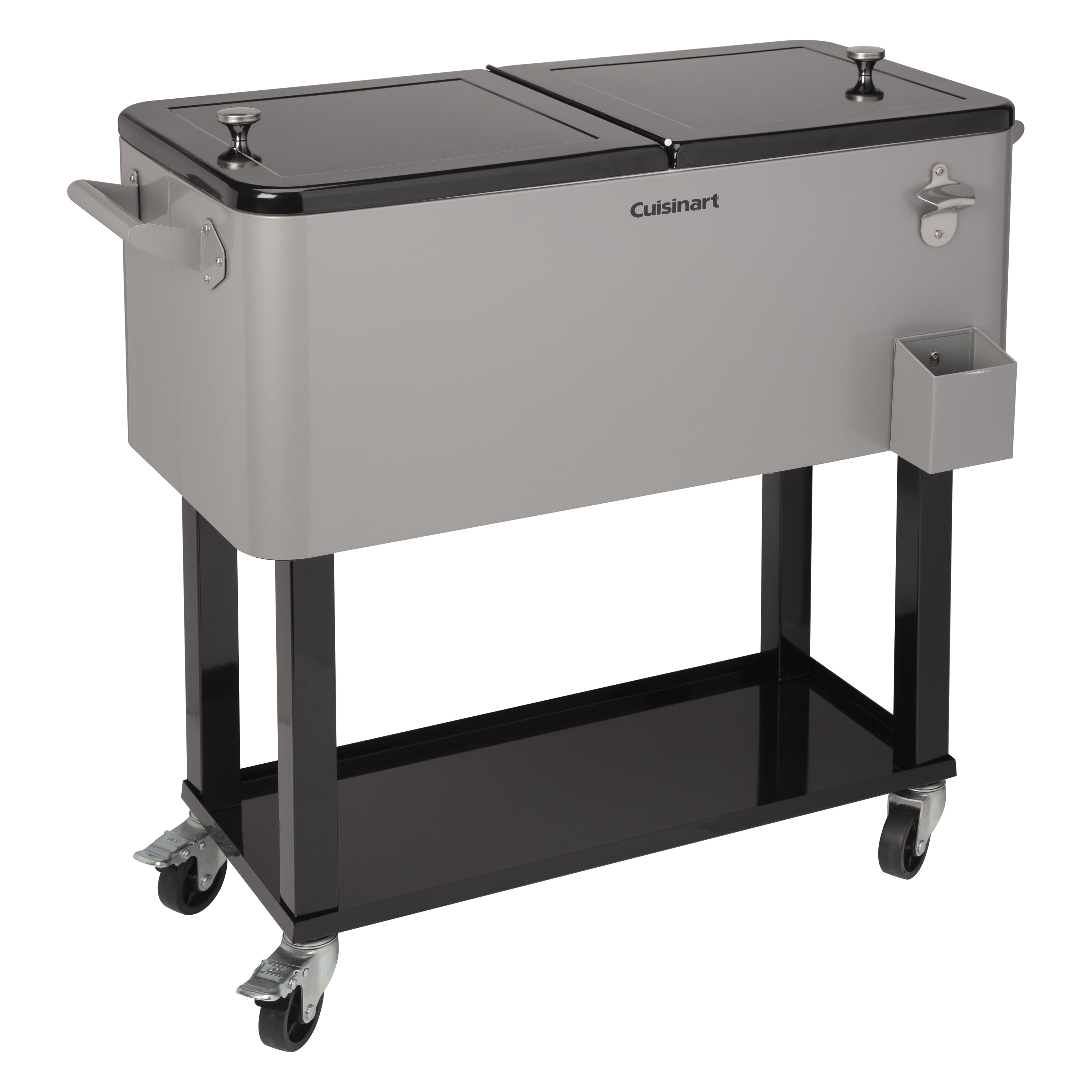 Gray Stainless Steel 80 Qt. Outdoor Cooler Cart with Wheels