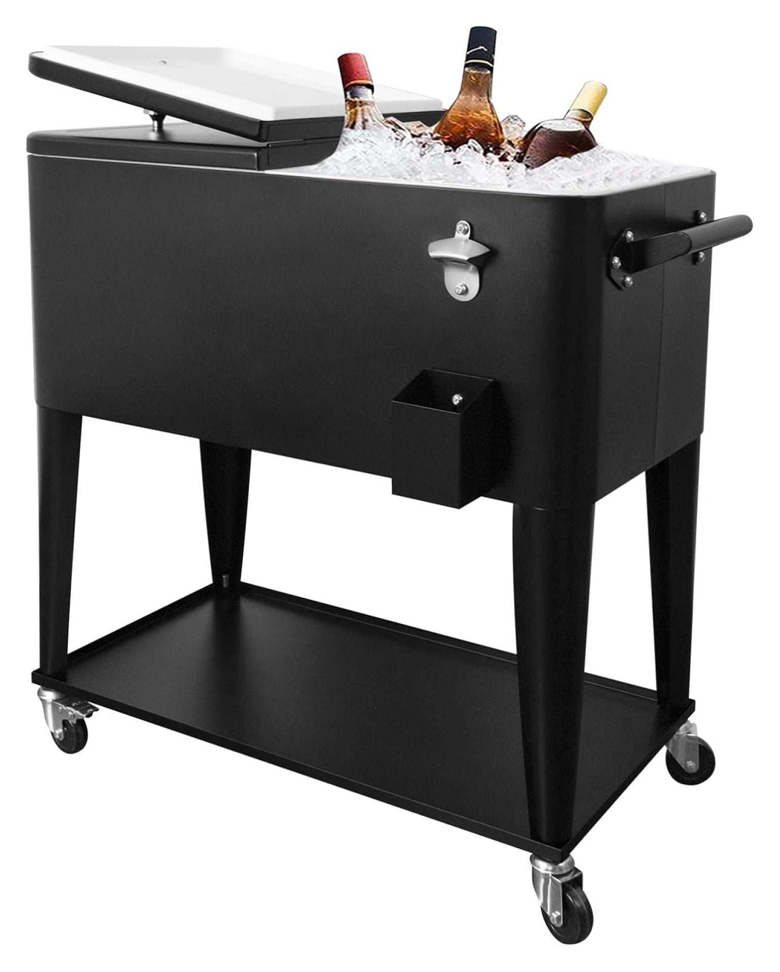 80 Quart Outdoor Patio Cooler on Wheels,Portable Beverage Rolling