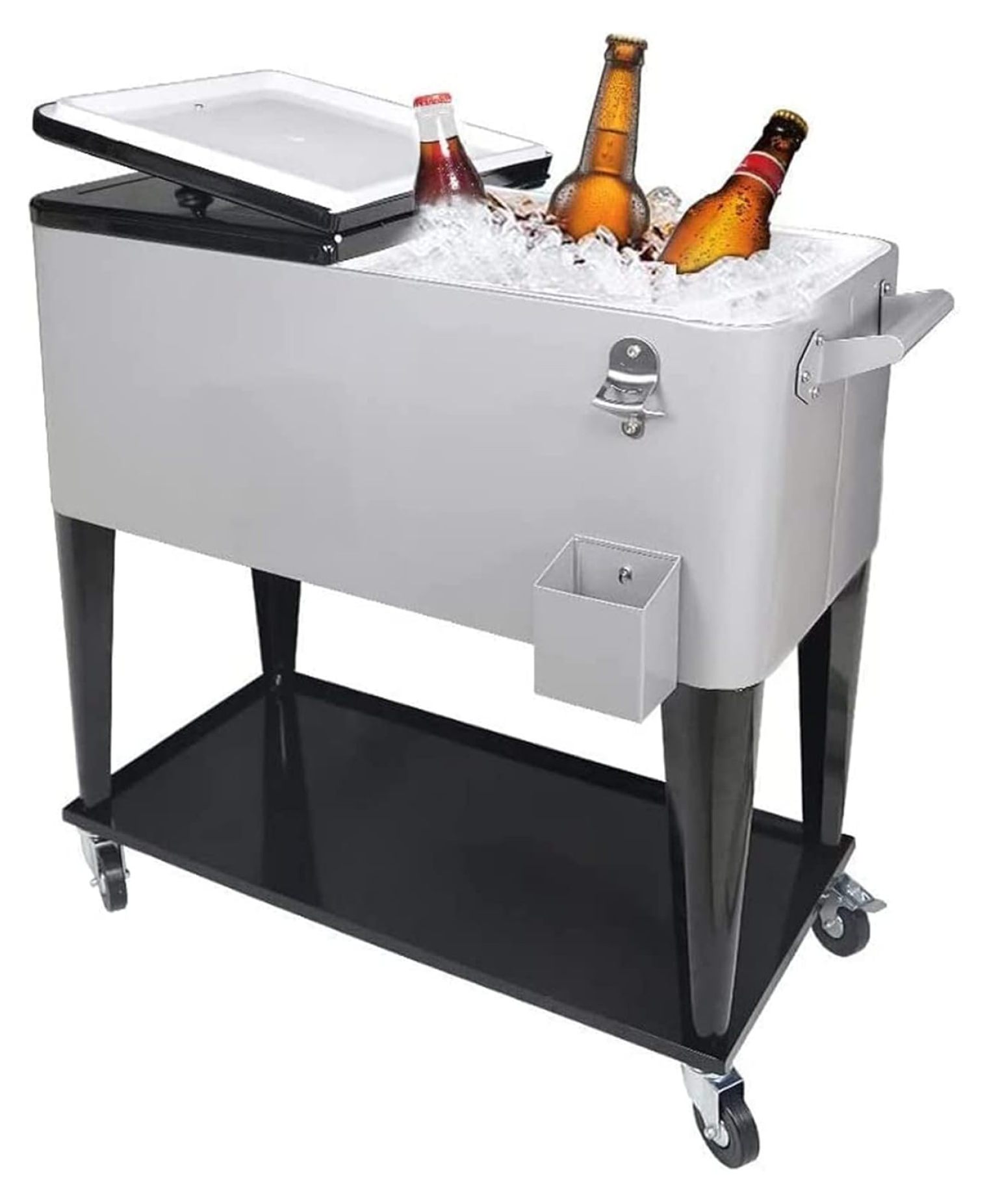 80 Quart Outdoor Patio Cooler on Wheels,Portable Beverage Rolling