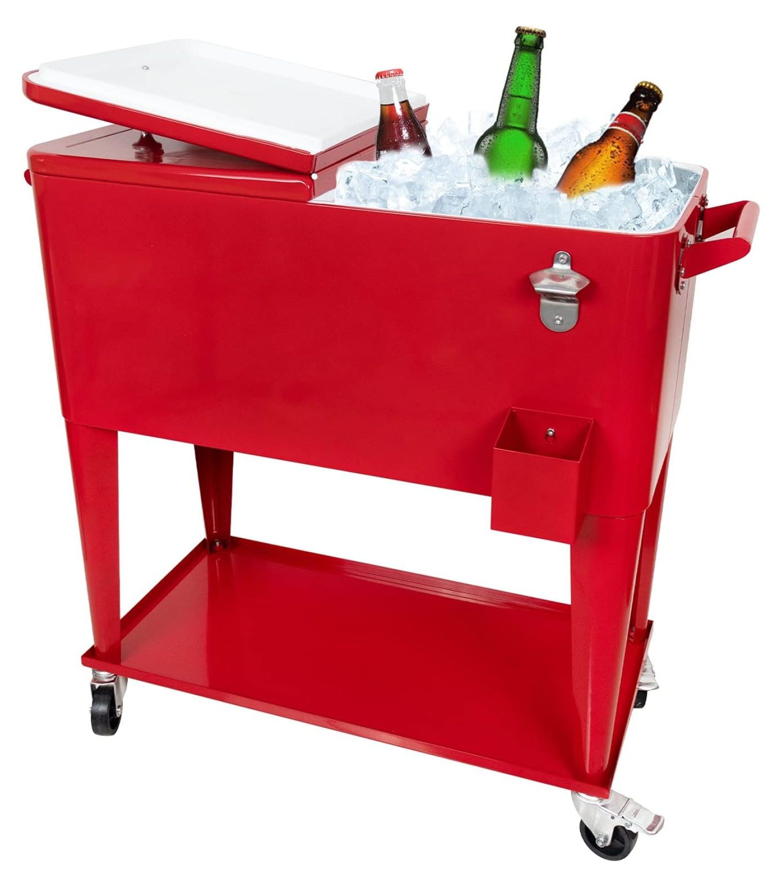 80 Quart Outdoor Patio Cooler on Wheels,Portable Beverage Rolling
