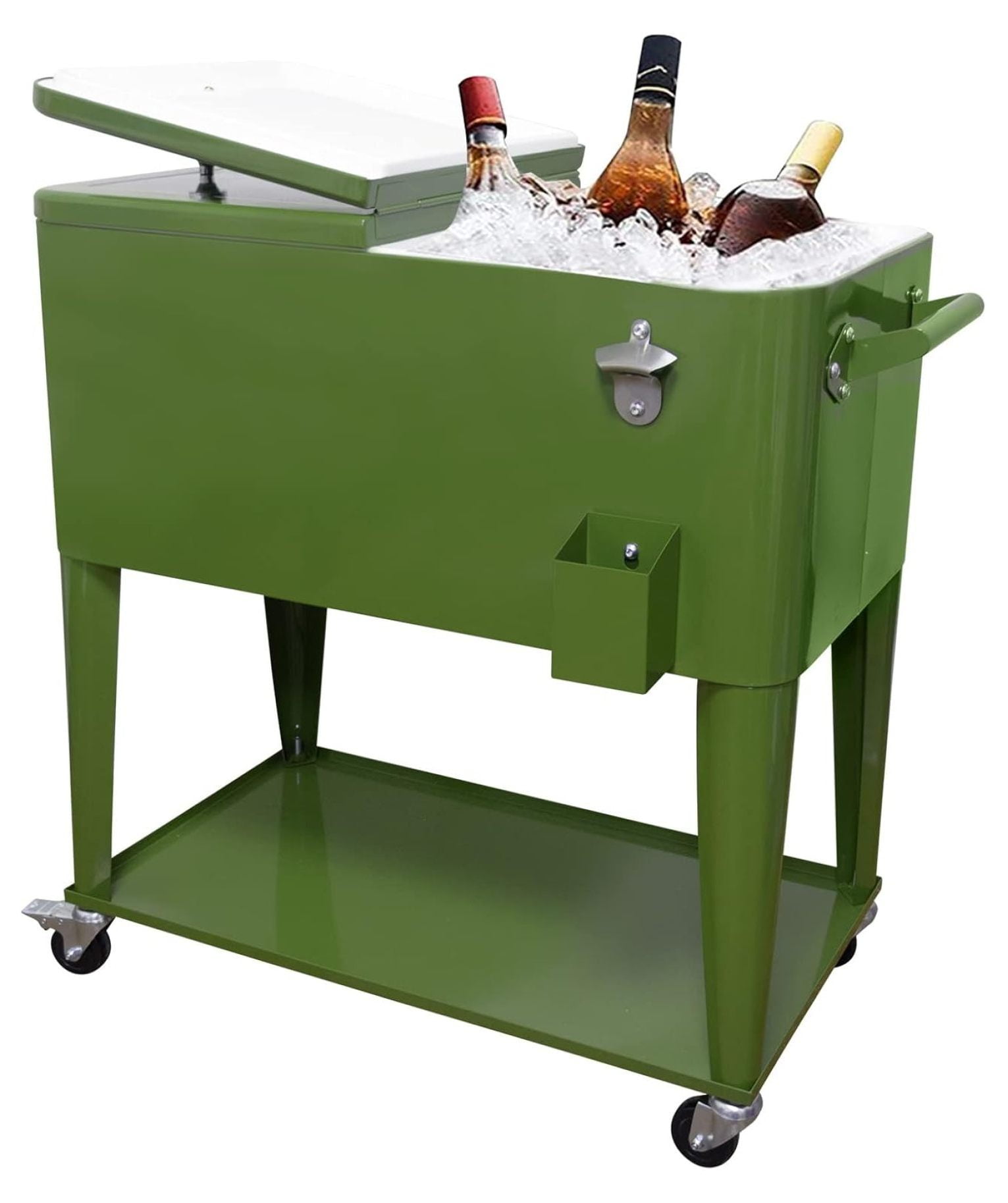 80 Quart Outdoor Patio Cooler on Wheels,Portable Beverage Rolling