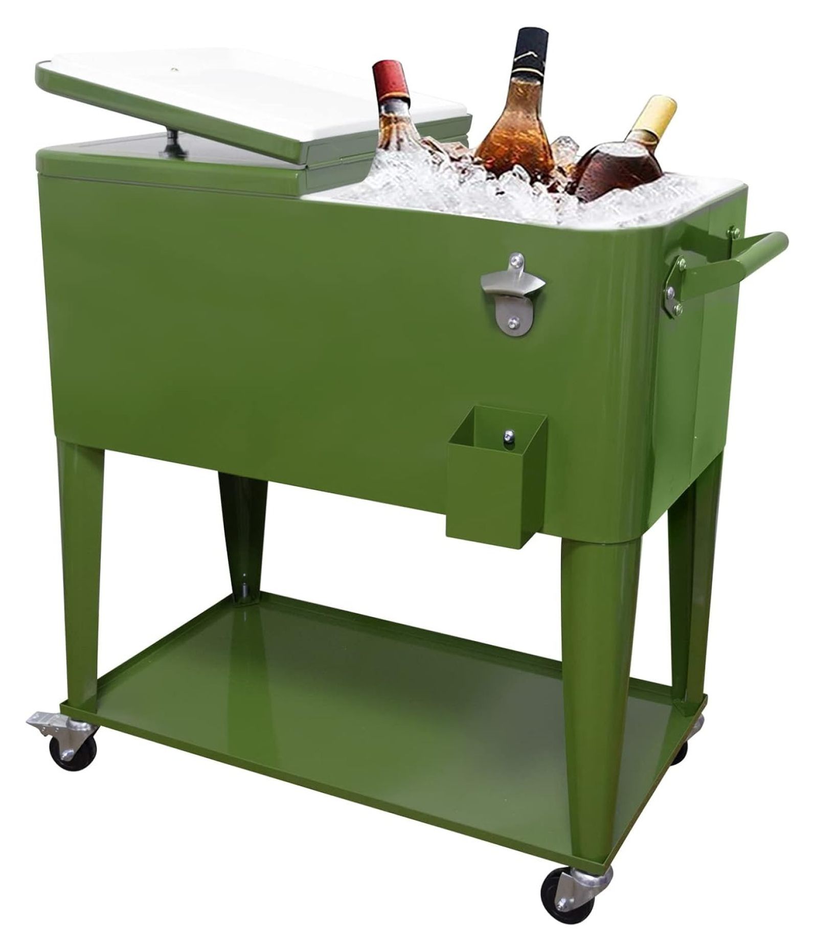 80 Quart Outdoor Patio Cooler on Wheels,Portable Beverage Rolling