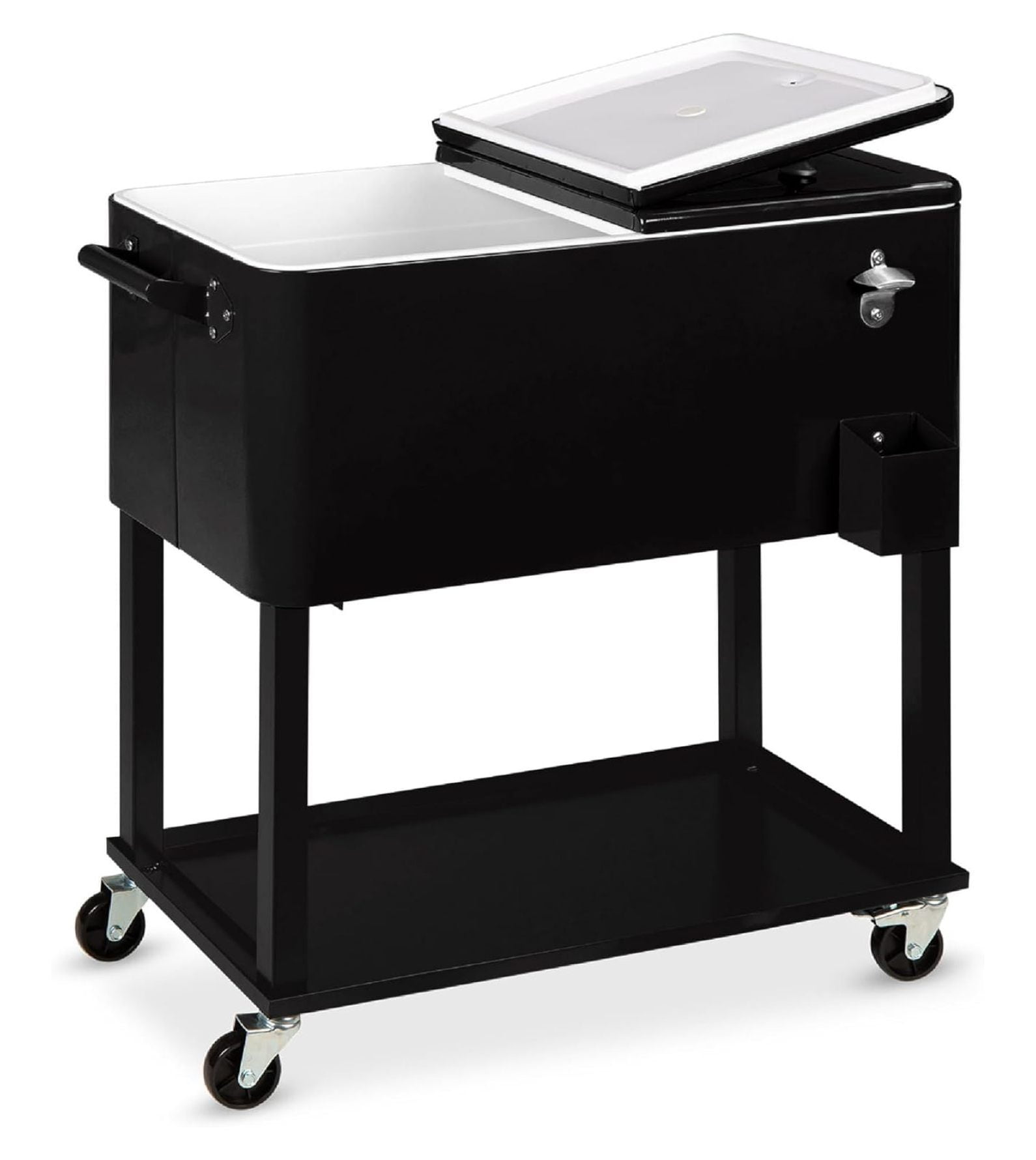 80-Quart Outdoor Steel Rolling Cooler Cart w/Ice Chest, , Catch Tray ...