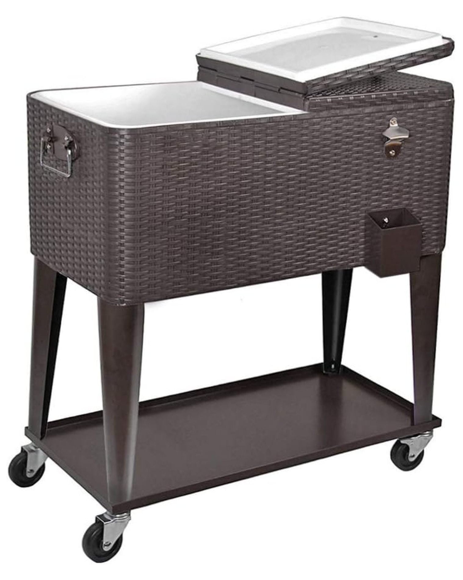 80 Quart Qt Rolling Cooler Ice Chest Cart for Outdoor Patio Deck Party