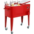 thumbnail image 1 of 80 Quart Rolling Cart Ice Chest，Portable Bar Drink Cooler with Bottle Opener, Catch Basin,Rolling Ice Chest for Patio Party BBQ Beach Activities, 1 of 6