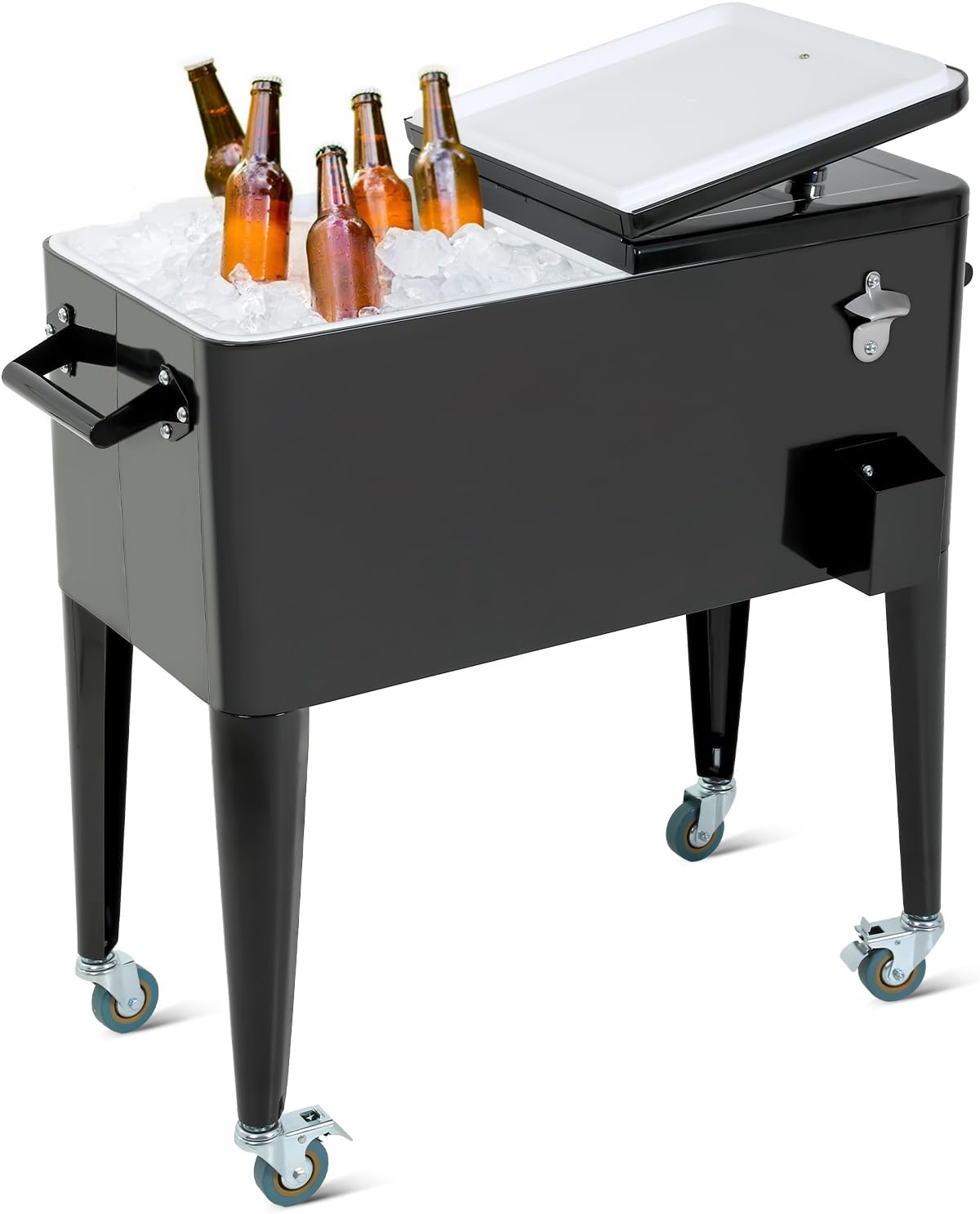 80Quart Rolling Cooler Cart Patio Cooler Outdoor Cooler Portable Bar