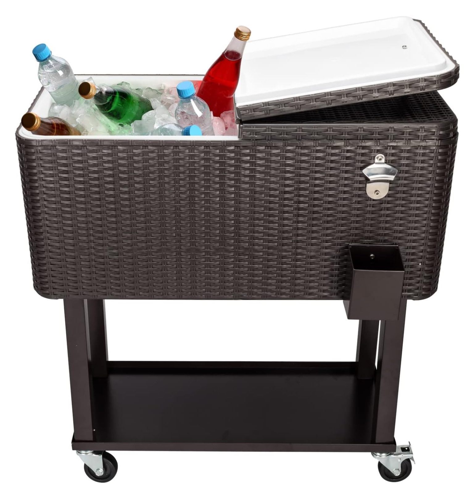 80 Quart Rolling Cooler Cart with Wheels,Portable Ice Chest with