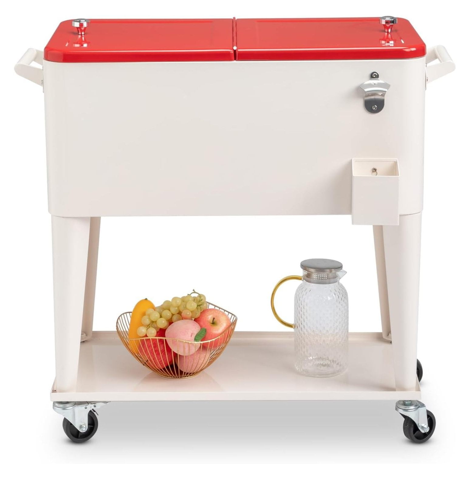 80 Quart Rolling Cooler Cart with Wheels,Portable Ice Chest with