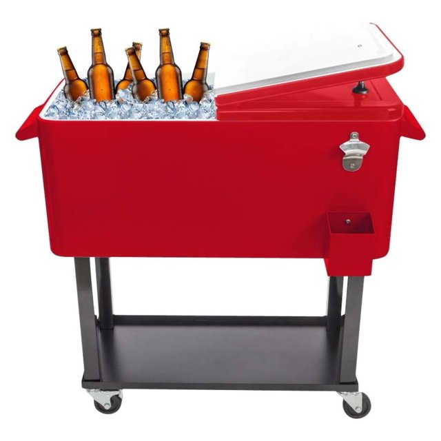 80 Quart Rolling Cooler Cart with Wheels,Portable Ice Chest with