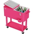 thumbnail image 1 of PEXMOR 80 Quart Rolling Ice Chest Cooler Cart, Portable Outdoor Drink Beverage Bar with Shelf & Bottle Opener, 1 of 13