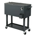 thumbnail image 1 of 80 Quarts  Rolling Ice Chest,Refrigeration And Insulation Cart, Stand Up Cooler Trolley  With Two Directional Wheels And Iron Foot Tube, Rectangular Plastic Box,Outdoor Cooler Cart ,Dark Grey, 1 of 8