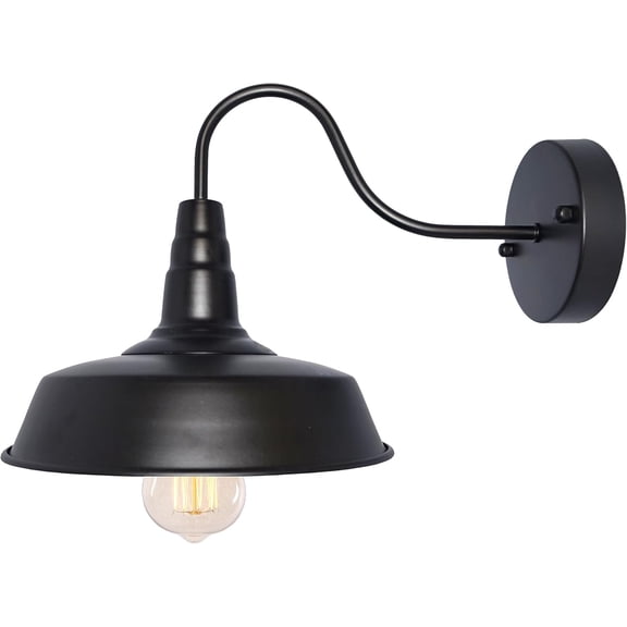 #80 Retro Black Wall Sconce Lighting Barn Flat Lights Industrial Vintage Farmhouse Wall Lamp Outside Led Light Fixtures E26 Bathroom Kitchen Bedroom Hardwired