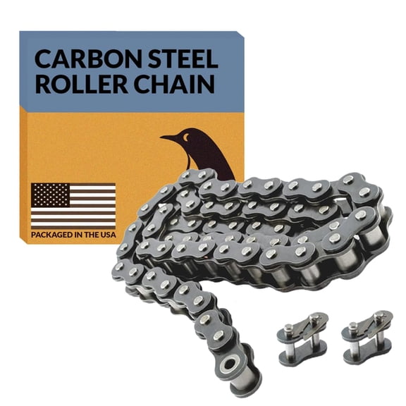 #80 Roller Chain - 10 Feet + 2 Free Connecting Links - Carbon Steel Chain - 119 Links