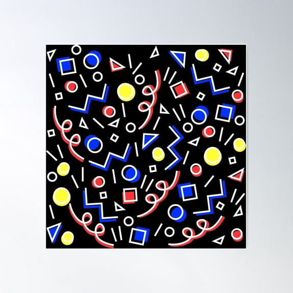 80'S Eighties, Funky Memphis Pattern Design Poster Wall Art, Modern Wall Decor For Living Room Bedroom, 24x24 UNFRAMED