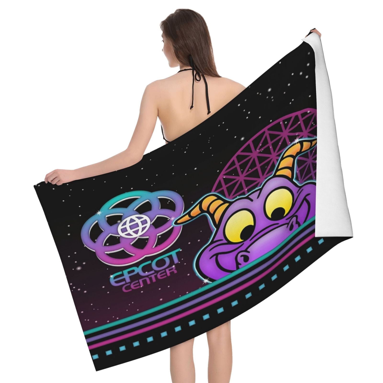 80'S Glow Figment Bath Towel Washcloths Beach Towel Quick Dry Towel Microfiber Absorbent Bath Towel 32x52 In