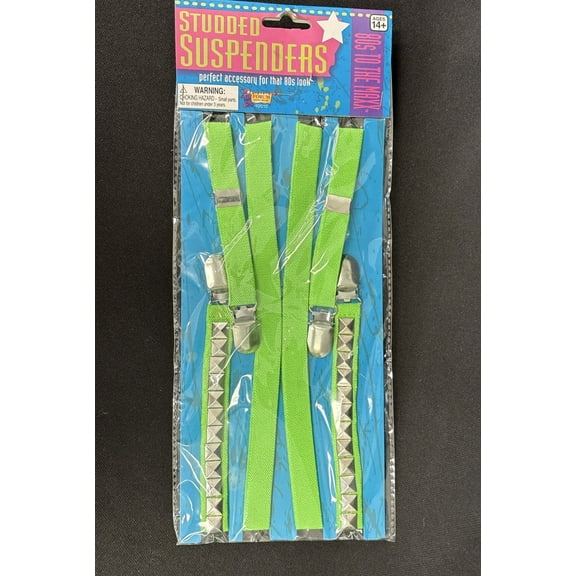 80'S STUDDED SUSPENDERS-GREEN