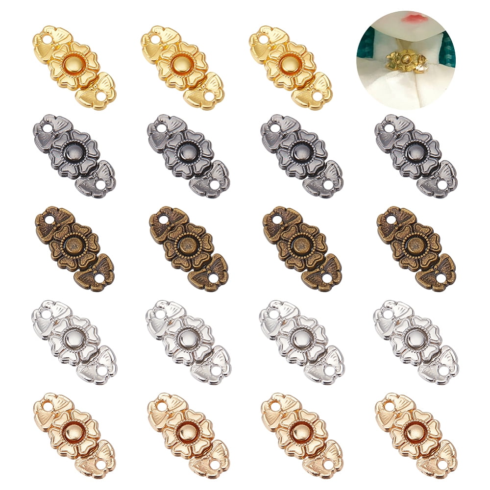 80 Sets 5 Colors Flower Alloy Snap Lock Clasps Closure Sewing Fasteners ...