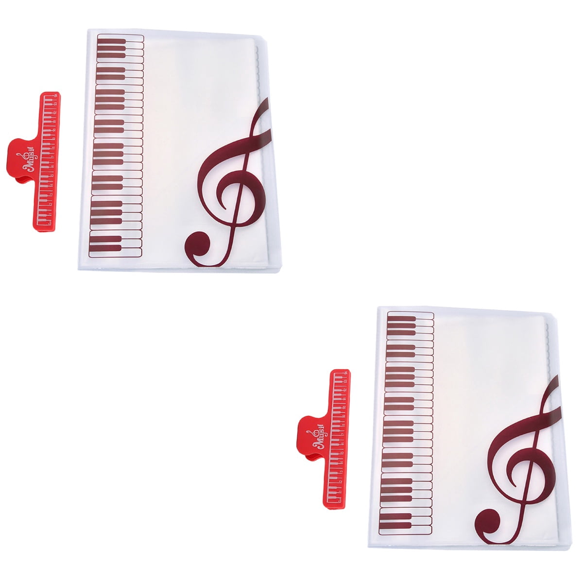 80-Sheet A4 Music Folder for Piano Scores, Band & Choir, File Organizer with Extra Watermelon Red Clamp, Music Supplies