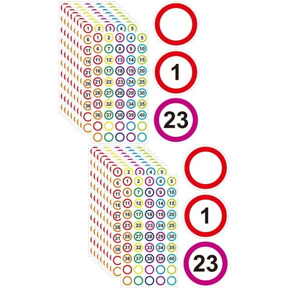 80 Sheets Adhesive Number Stickers Colored Number Labels Classification Stickers