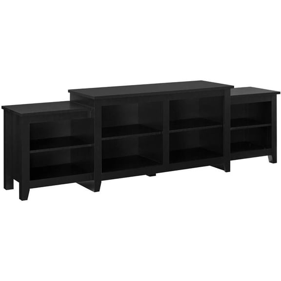80" Simple Tiered Top TV Stand with Adjustable Shelves in Solid Black