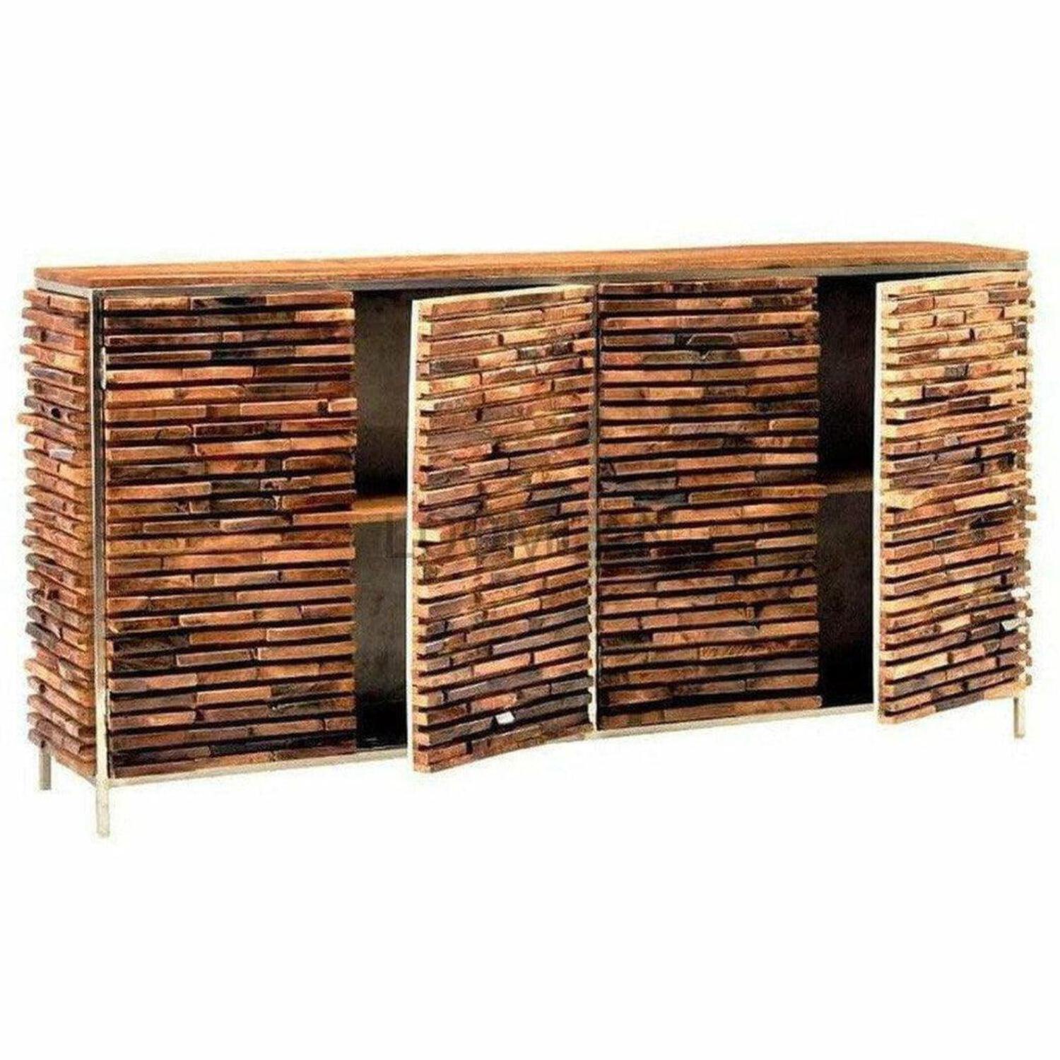 80 Slim Rustic Plank Mango Wood Sideboard Buffet