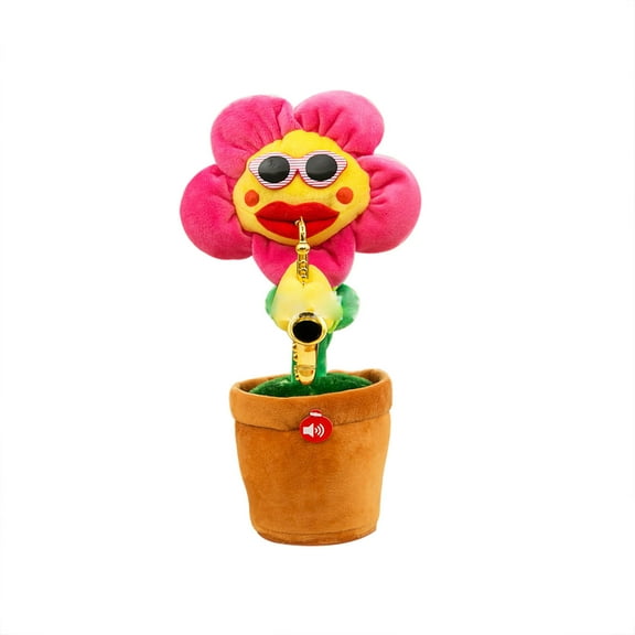 80 Songs Singing and Dancing Flower with Saxophone Plush Funny Electric Toy