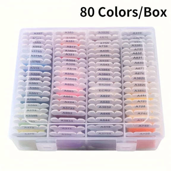 80 Spool Embroidery Floss Kit with Storage Case, Multi Color Polyester Thread for Cross Stitch Sewing Needlework, DIY Friendship Bracelet Yarn Set