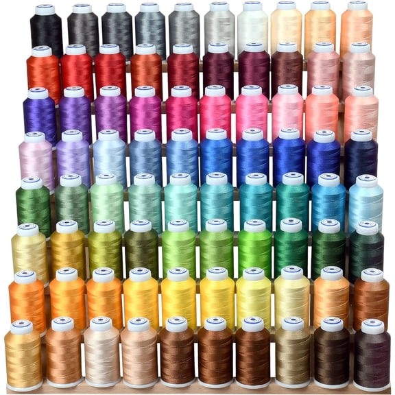80 Spools Embroidery Sewing Machine Polyester Thread 120D/2 40weight Each Spool 500M(550) Compatible with Janome, Brother Babylock Singer Pfaff Husqvarna Bernina Machine