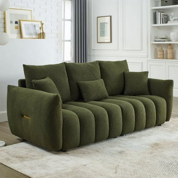 80" Teddy Sillones Para Sala Sofa, Para Sala Sofa with Solid Wood, Para Sala Sofas with Easy-Assemble for Living Room, Green