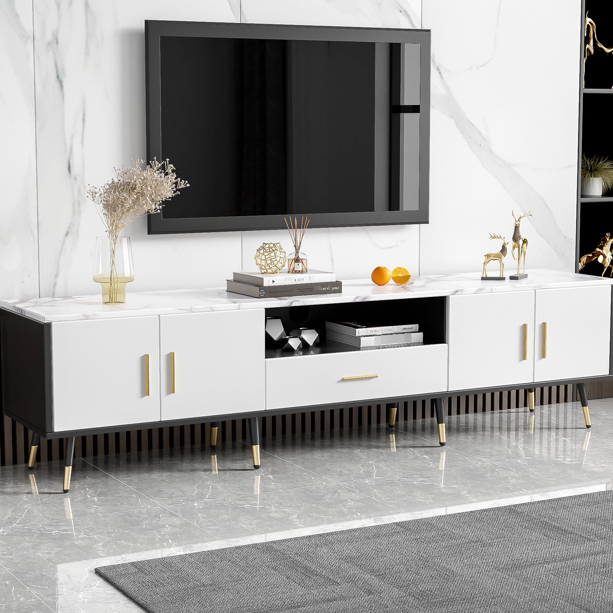 80'' Tv Compatible 71'' Stand, 2 & Open Shelves, Living Room — free download