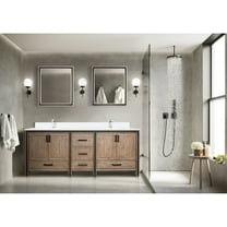 80" W Rustic Double Bath Vanity With 22" D, White Quartz Top & Faucet - Stain- Material, Soft Close, Ample Drawer Space 80 In. Vanity, 22 And Finish, Abundant Cabinet Storage