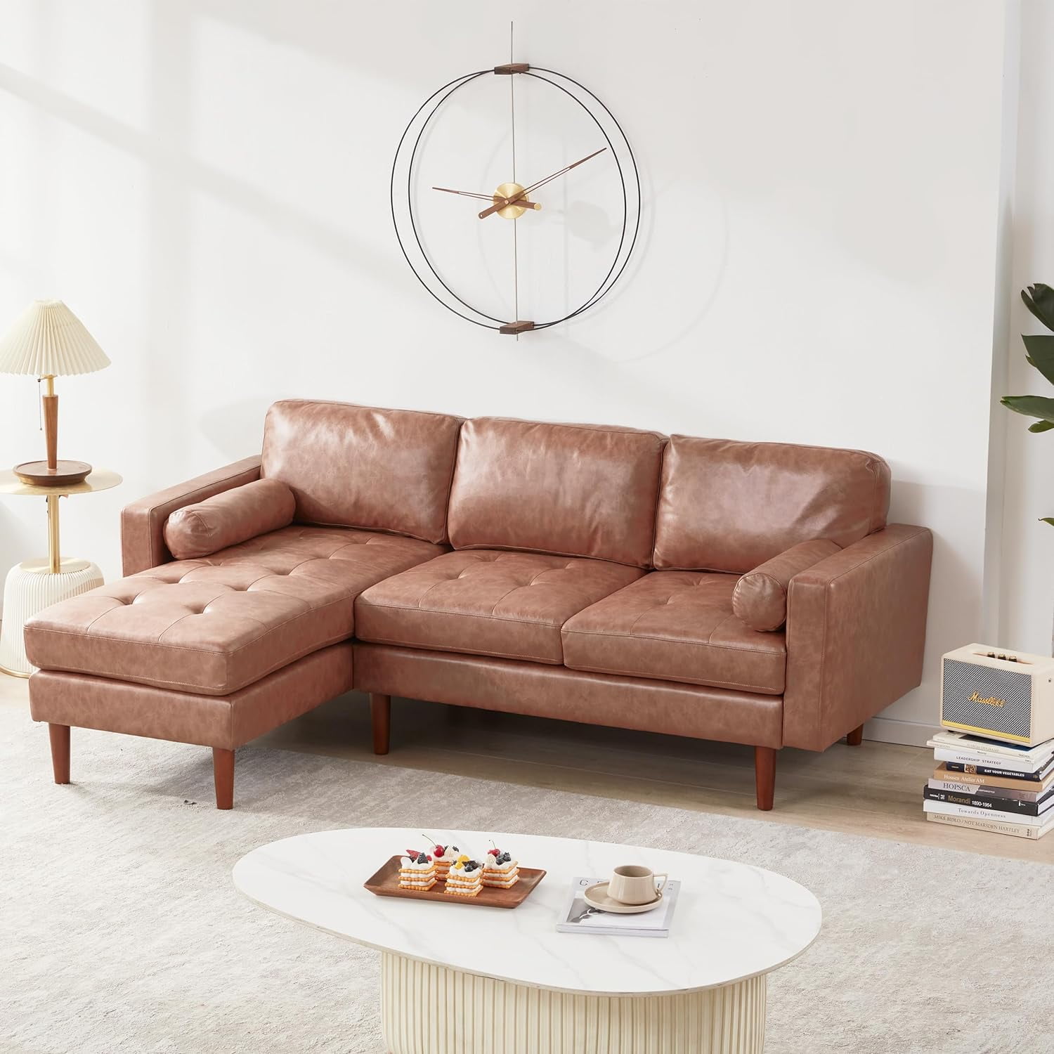 Mid century modern leather sleeper sofa outlet