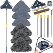80 Wall Mop Cleaner with Long Handle, 5-in-1 Walls Cleaner Mops with Squeegee Chenille Microfiber Pad Brush Scraper, 360 Multifunctional Wall Washer Mop for Painted Spring Cleaning Wall Floor