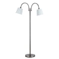 thumbnail image 1 of 80 Watt Metal Floor Lamp with Dual Gooseneck and Uno Style Shades, Silver, 1 of 5