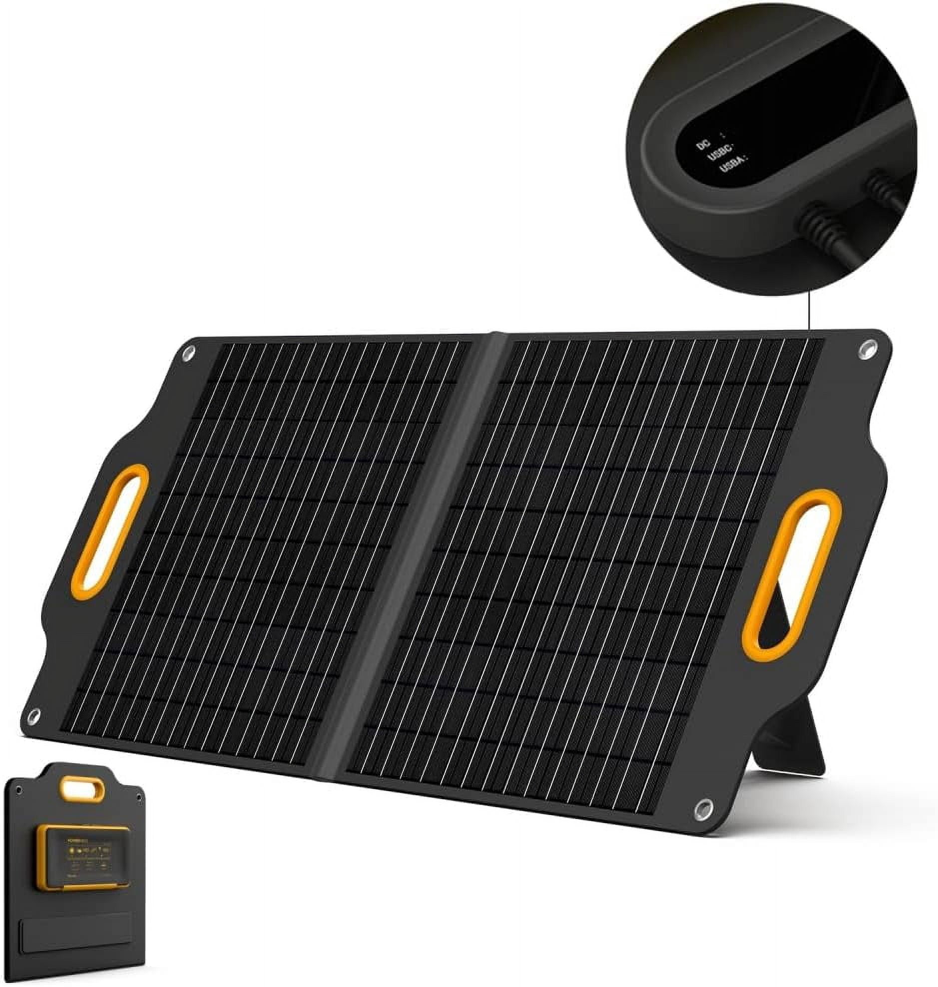 80 Watt Portable Solar Panel with Patented LCD Digital Window, Solar Charger for Camping, Outdoor and RV, Compatible with Jackery, BLUETTI, Anker, Goal Zero Portable Power Stations