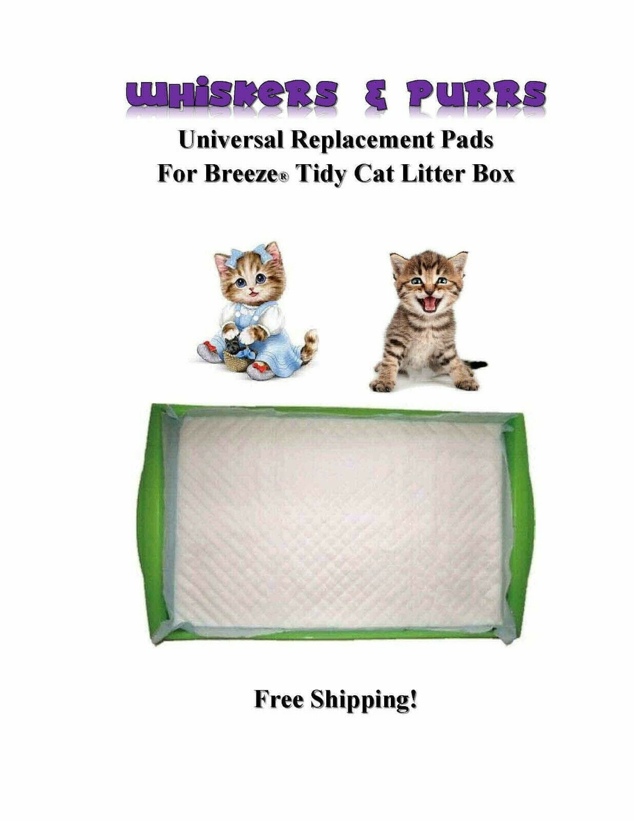 80 Whiskers & Purrs Universal Replacement Pads for Breeze Tidy Cat Litter Box