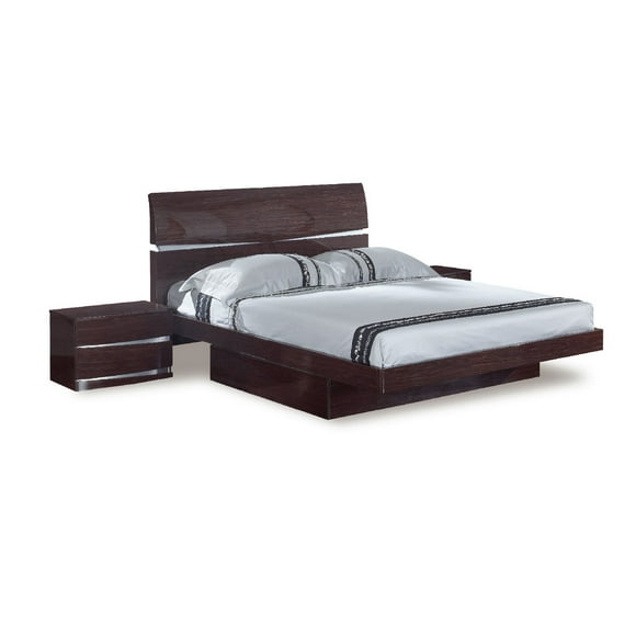 80'' X 79'' X 42.5'' Modern Eastern King Wenge High Gloss Bed