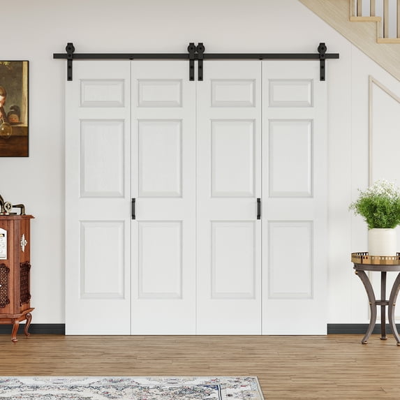 80" X 84" Closet style Double 6 Lattice Shapes Bi-Fold Barn Door With Installation Hardware Kit