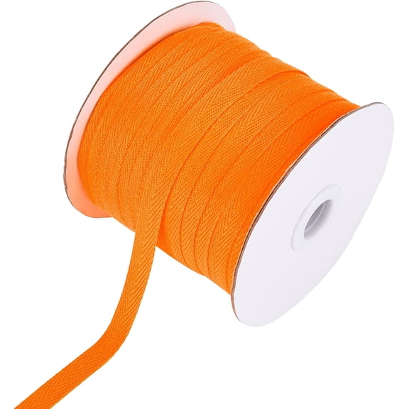 80 Yards(73.15m)/Roll Cotton Tape Ribbons Herringbone Cotton Webbings 13mm Wide Flat Cotton Herringbone Cords for Knit Sewing DIY Crafts Orange