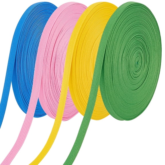 80 Yards Flat Drawstring Cord 4 Colors Drawstring Replacement Rope 3/8 Inch Polyester Hollow RibbonDIY
