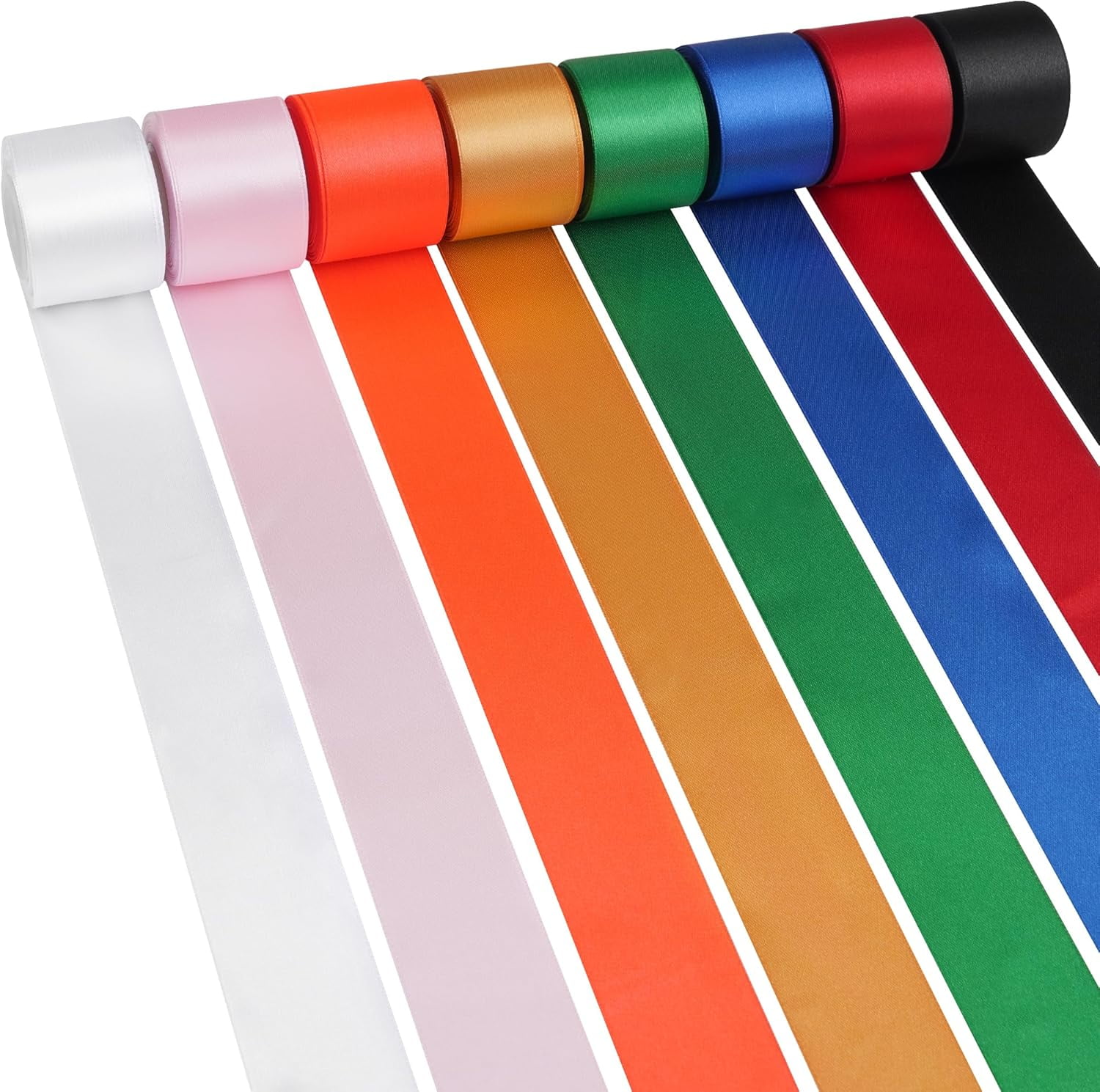 Stain Ribbon 80 Yards Rainbow Satin Ribbon 1-1/2 Inch x 8 Rolls,Double Faced Stain ...